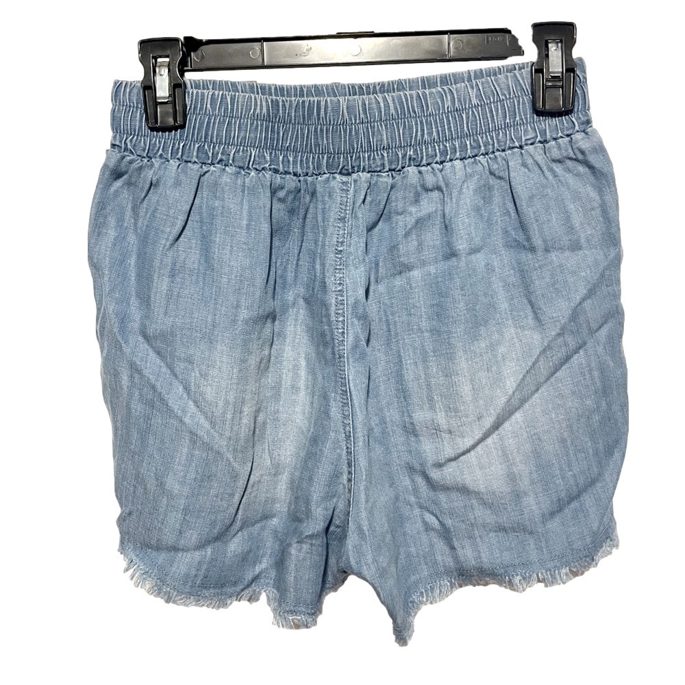 Blue B Chambray Frayed Shorts Womens Small Tencel High Waisted Casual Resortwear - Picture 3 of 5